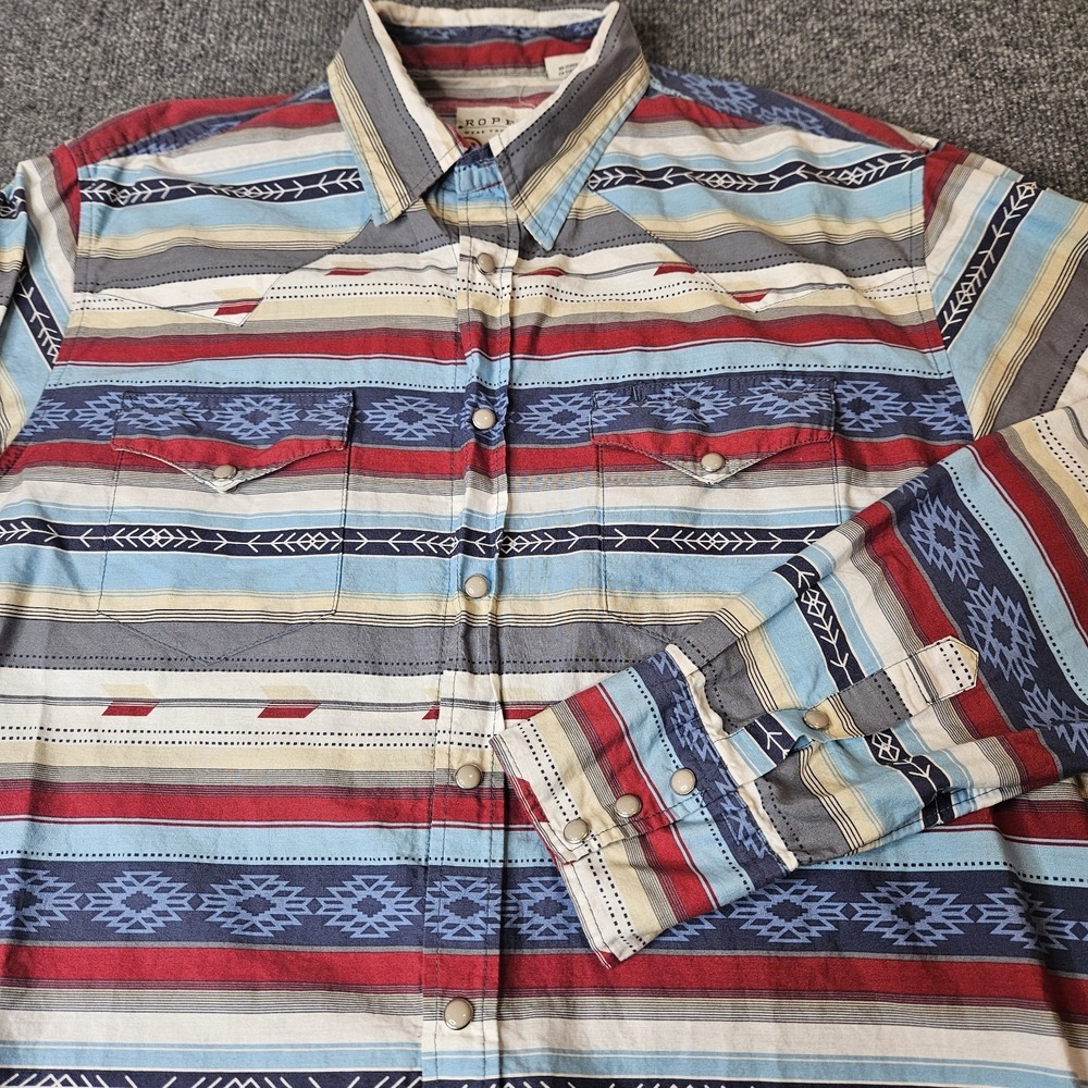 Roper Mens Longsleeve Snap Front Shirt Size Large Aztec Western Cowboy